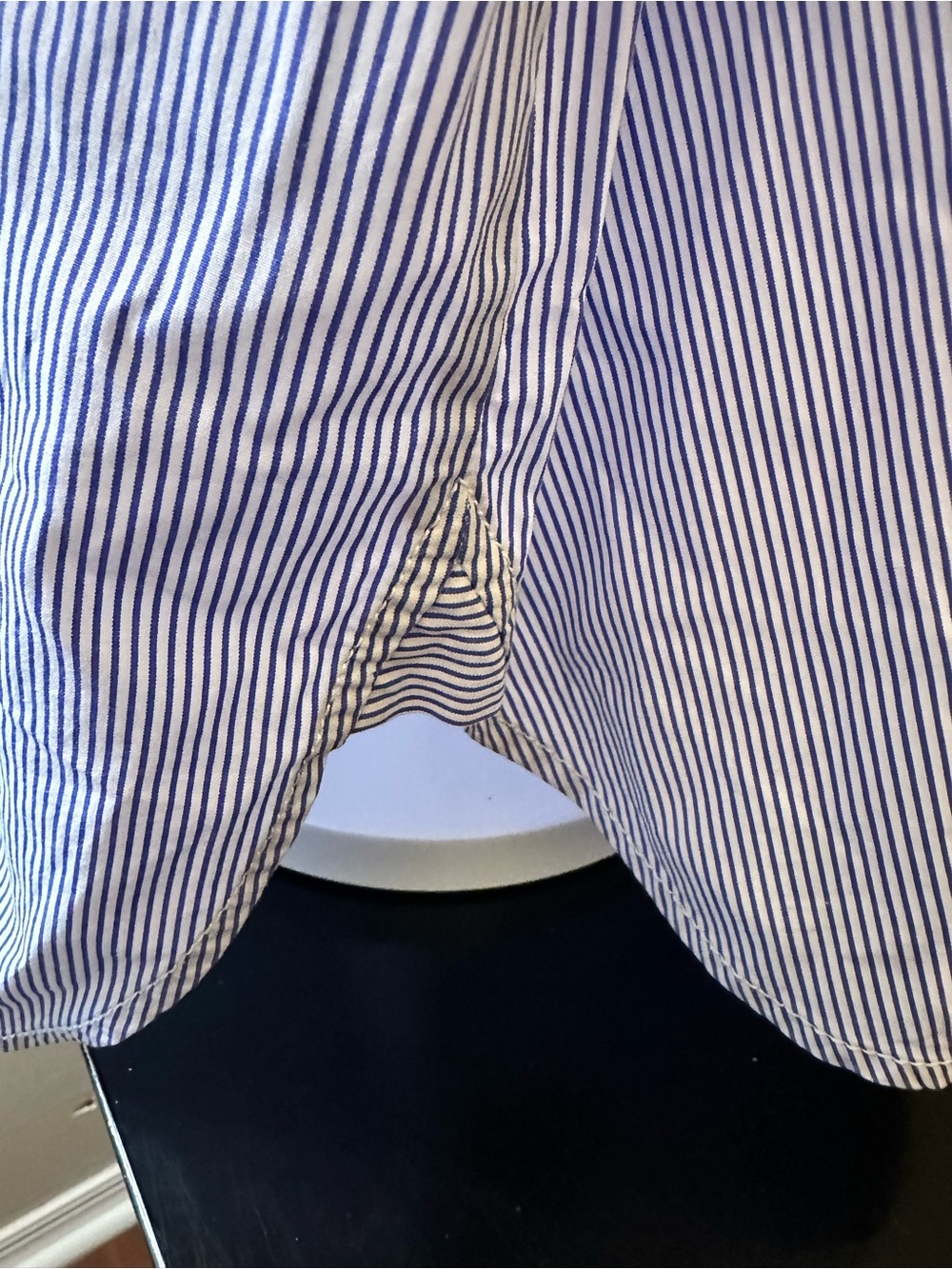 Blue and White Stripe Short-Sleeve J Crew Popover Shirt Size 12 Crisp Cotton - Picture 7 of 9